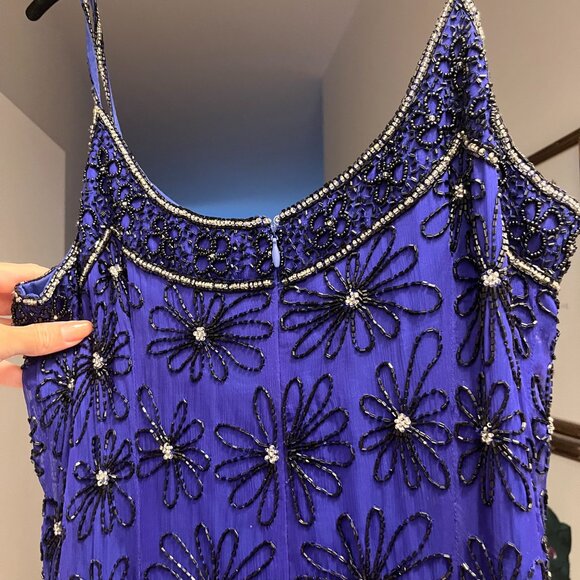 VINTAGE! Adrianna Papell Couture Royal Blue Embellished Evening Gown - Picture 5 of 9